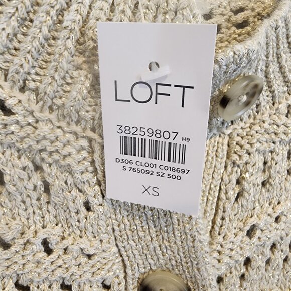 LOFT Shimmer Pointelle Cardigan, Size XS, NWT - Picture 7 of 8